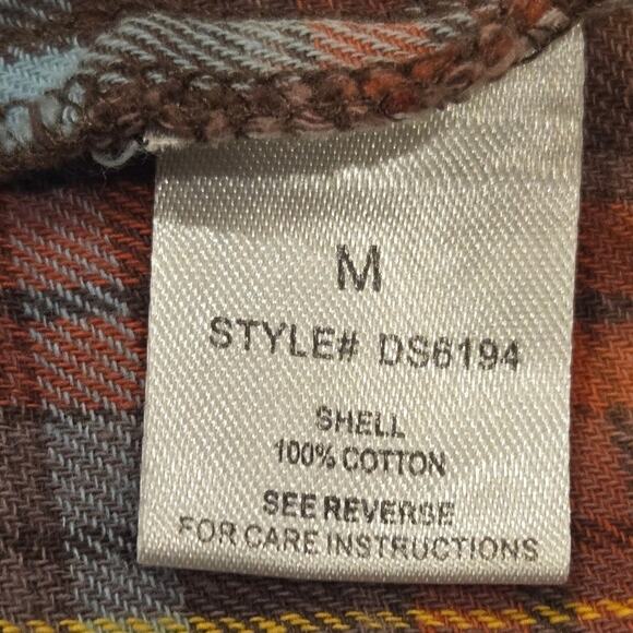 Oli & Hali Maxi Mineral Washed Bleach Plaid Cotton Shacket Medium - Picture 9 of 11